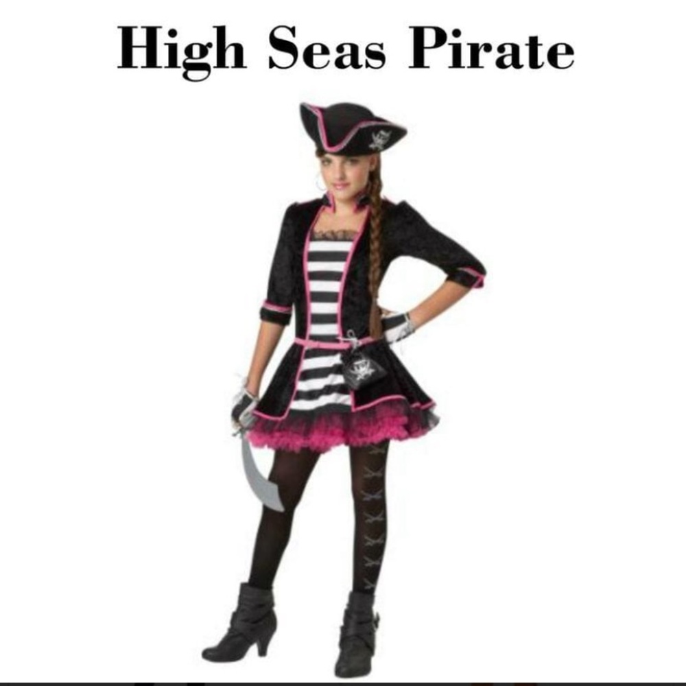 NWT High seas pirate tween size pink and black costume - X-large